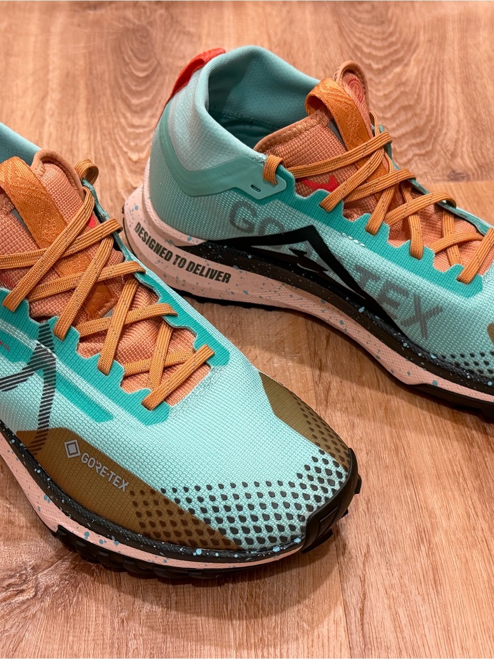 Nike Women's Turquoise and Orange Gore-Tex Trail Running Shoes